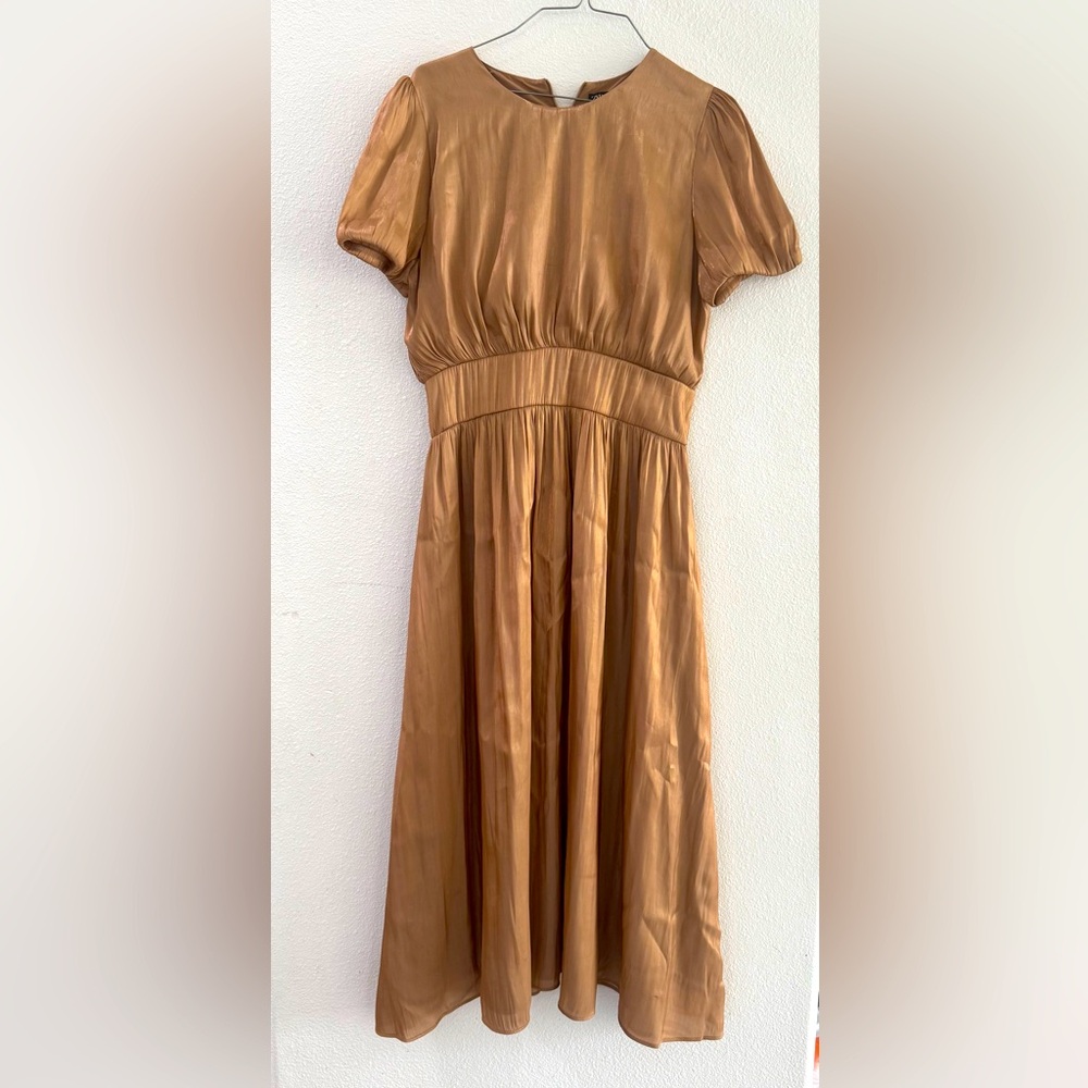 ZARA WOMENS GOLD SHIMMERY DRESS SZ L